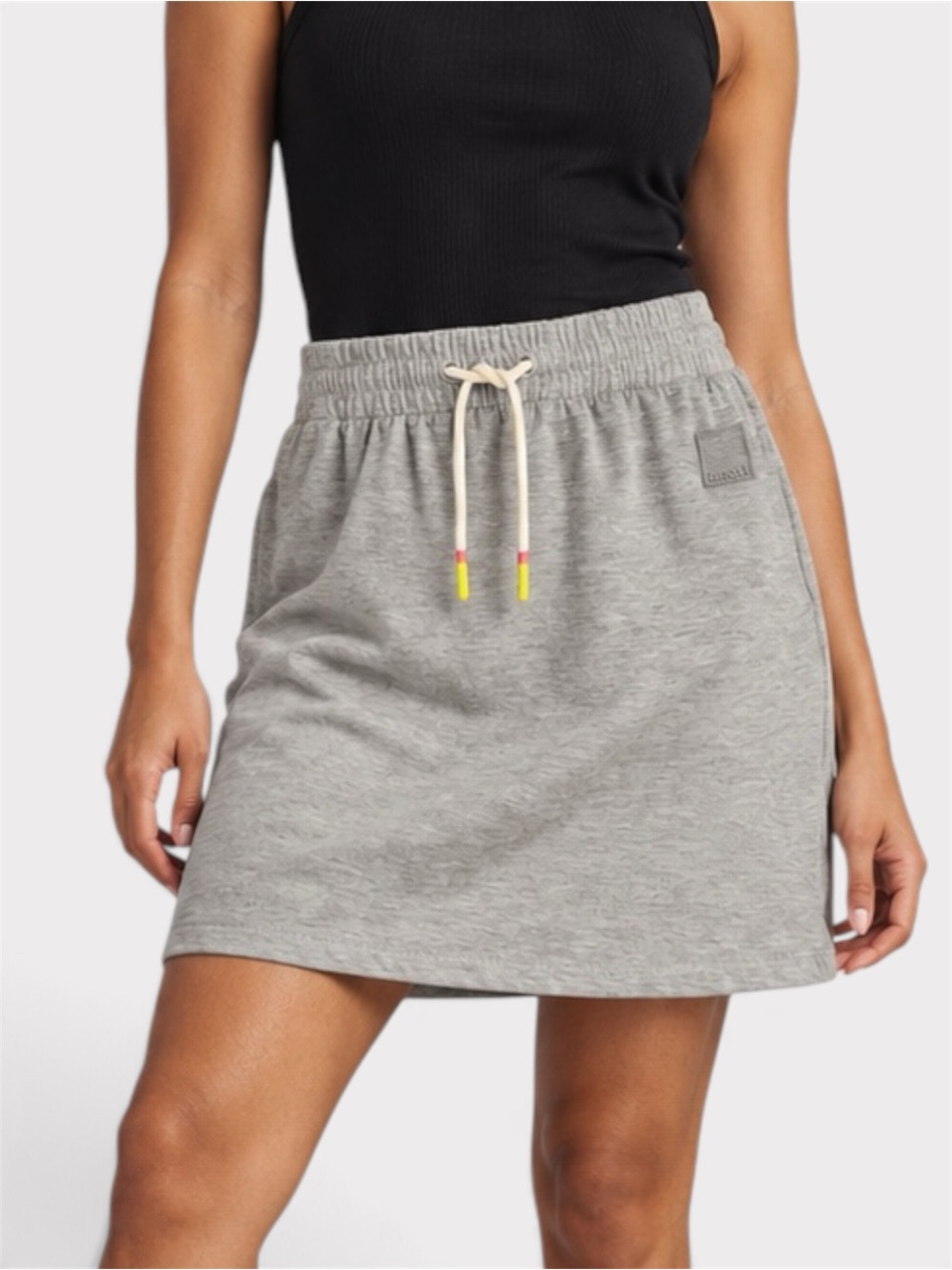 Bench Heather Grey Jersey Drawstring Mini Skirt Size L